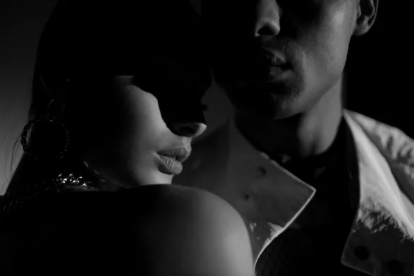 Close up of man and woman lips Close up of man and woman lips