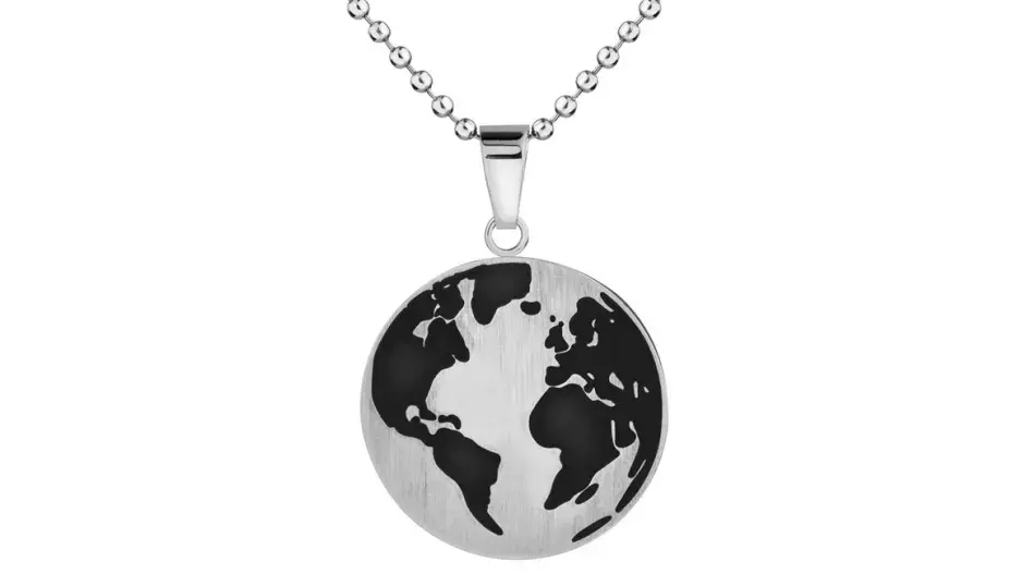 Náhrdelník z ušlechtilé oceli - mapa světa Náhrdelník z ušlechtilé oceli - mapa světa