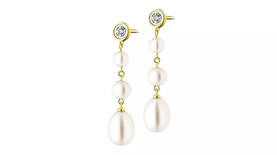 Náušnice ze žlutého a bílého zlata s brilianty a perlami Náušnice ze žlutého a bílého zlata s brilianty a perlami