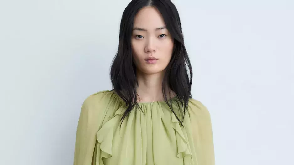 Mango, Šifonové šaty s volány Mango, Šifonové šaty s volány