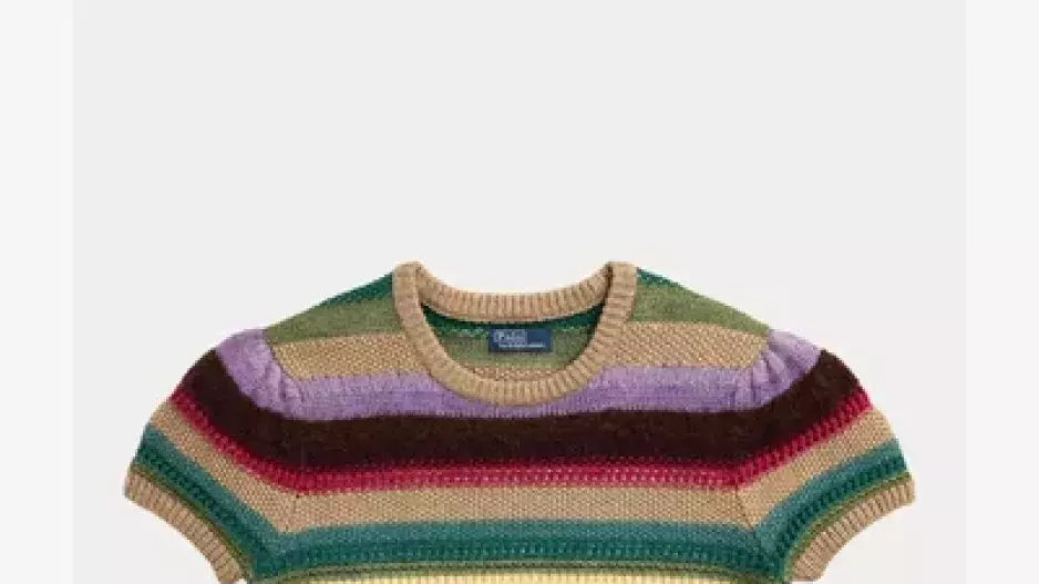 Pruhovaný svetr s krátkým rukávem Pruhovaný svetr s krátkým rukávem