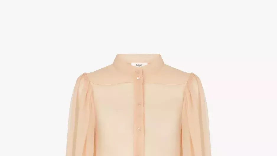 Halenka s nabíranými rukávy z hedvábné mušelínu Halenka s nabíranými rukávy z hedvábné mušelínu