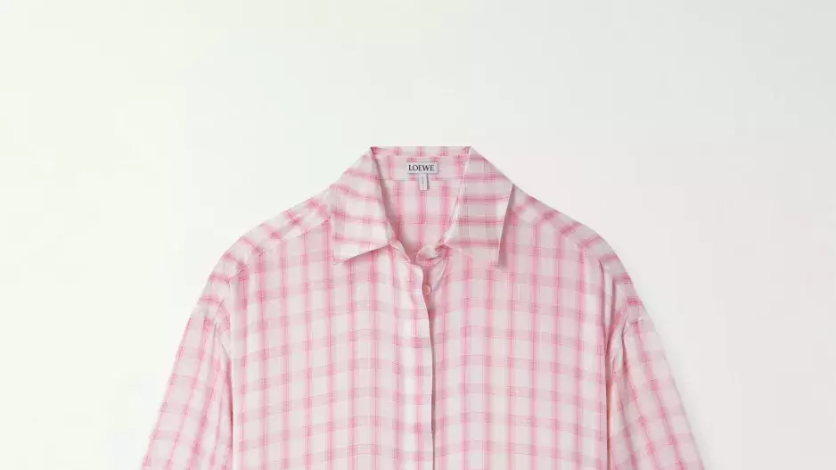 Oversized vyšívaná kostkovaná hedvábná košile Oversized vyšívaná kostkovaná hedvábná košile