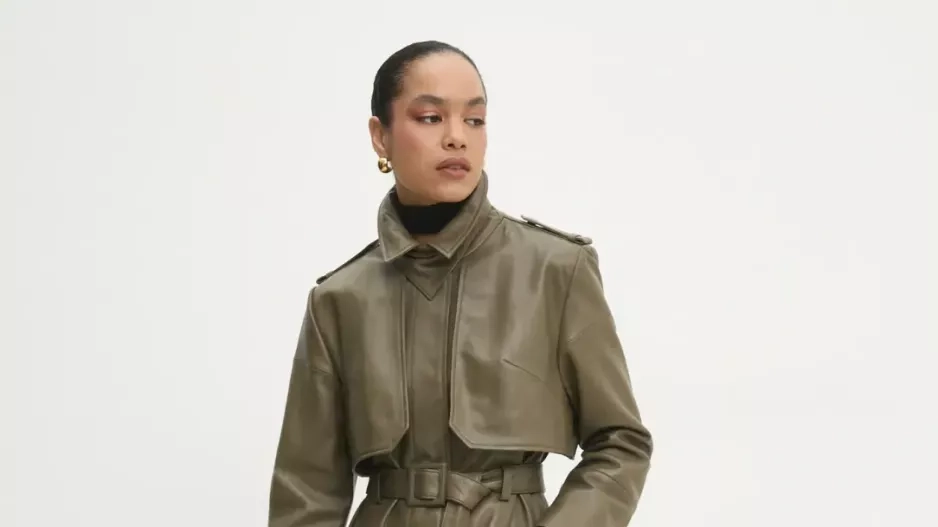 Kožený trenčkot Answear Lab Kožený trenčkot Answear Lab